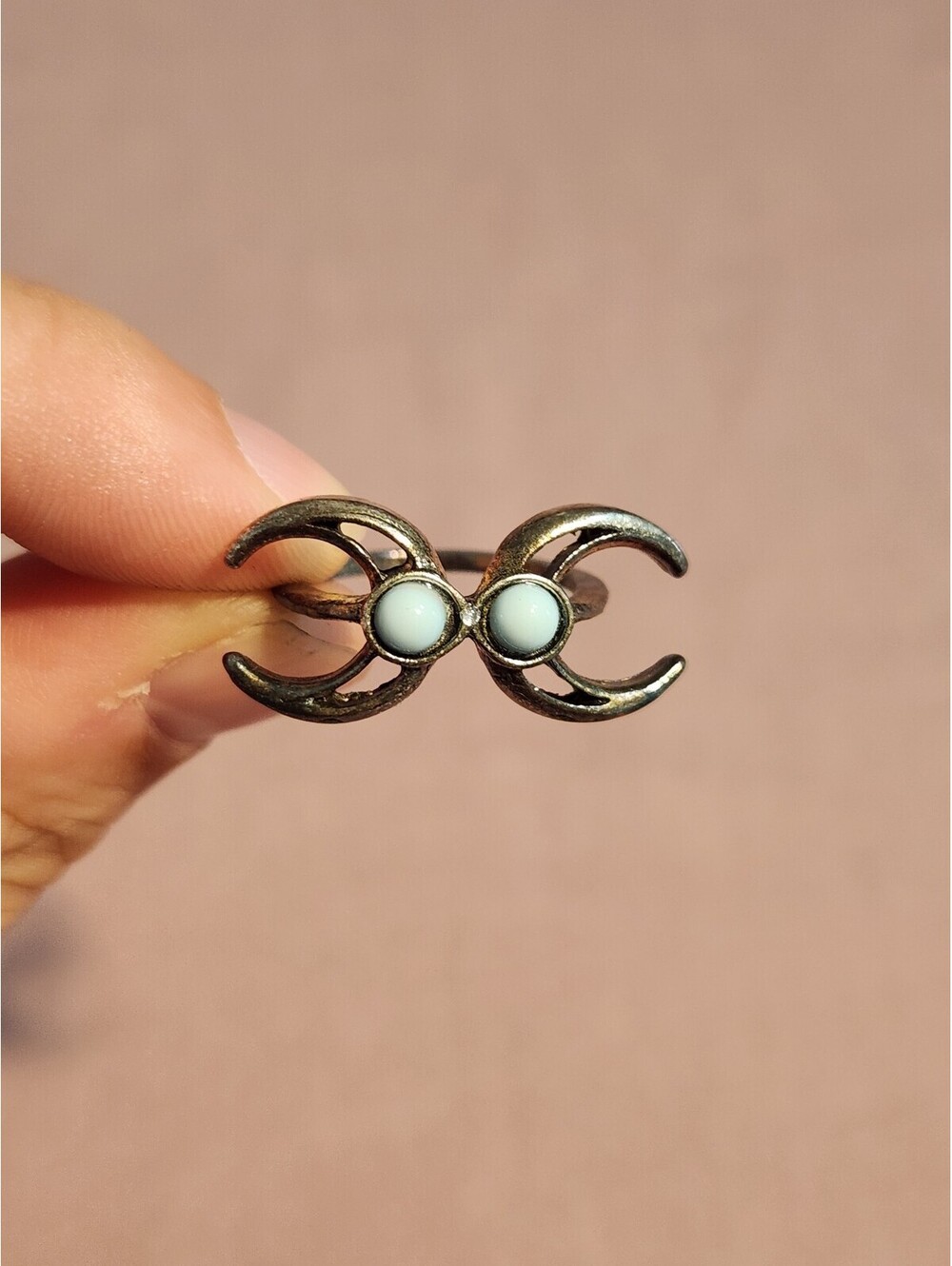 Vintage Silver Tone Ring with White Stone Accents
